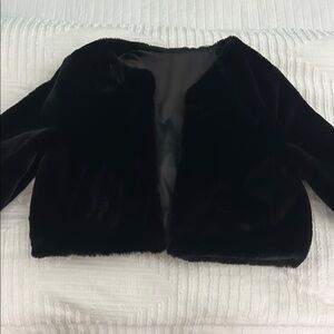 H&M Black Teddy Jacket Plush Open Front Design
